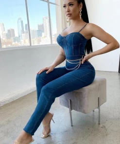 Lorlie DENIM ALL OVER MY BODY JUMPSUIT