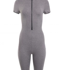 Lorlie ROMPERS ZIP ME UP GRAY BIKER ROMPER