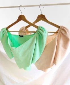 Lorlie TOPS FOREVER RIBBED PUFFY CROP TOP