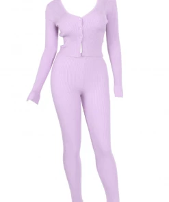 Lorlie FLIRTING IN LAVENDER RIBBED SET