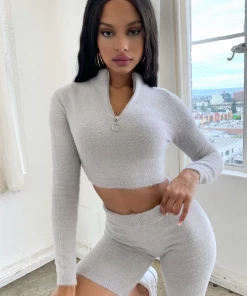 Lorlie MY GO TO FUZZY GREY TWO PIECE SET