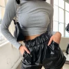 Lorlie EGO BOOST BLACK FAUX LEATHER SHORTS