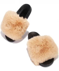 Lorlie SNUGGLE TAN FAUX FUR SLIDE
