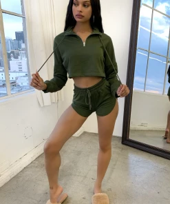 Lorlie COMFY LIVING OLIVE SHORT SET SETS