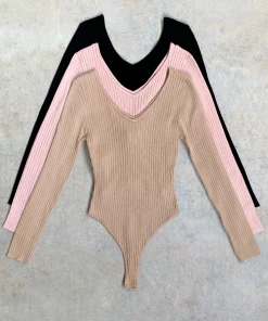 Lorlie TOPS MY FAVORITE RIBBED MAUVE BODYSUIT