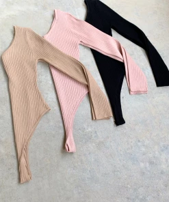 Lorlie TOPS MY FAVORITE RIBBED MAUVE BODYSUIT