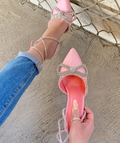 Lorlie MORE SPARKLE BOW PINK HEELS SHOES