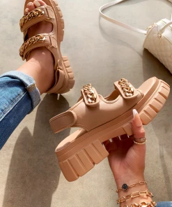 Lorlie SHOES A TRUE OBSESSION NUDE CHUNKY SANDAL