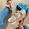 Lorlie A TRUE OBSESSION WHITE CHUNKY SANDAL SHOES