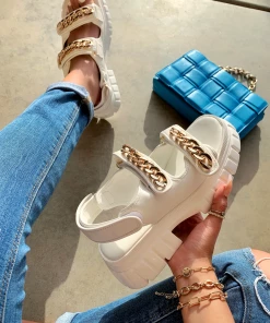 Lorlie A TRUE OBSESSION WHITE CHUNKY SANDAL SHOES