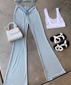 Lorlie CHASE THE BAG SAGE WIDE LEG PANTS BOTTOMS