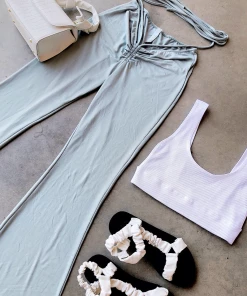 Lorlie CHASE THE BAG SAGE WIDE LEG PANTS BOTTOMS