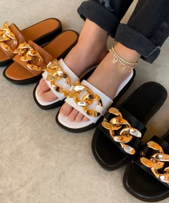 Lorlie SHOES HANDS ON THE LATEST WHITE CHAIN SANDAL