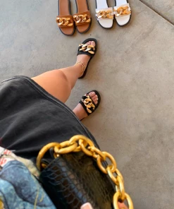 Lorlie SHOES HANDS ON THE LATEST BLACK CHAIN SANDAL