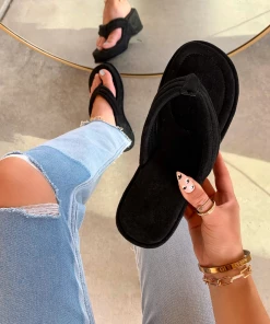 Lorlie BABYGIRL PLEASE BLACK THONG SANDAL SHOES