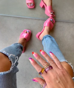 Lorlie SHOES HEARTBREAKER PINK JELLY MULE SANDAL