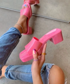 Lorlie SHOES HEARTBREAKER PINK JELLY MULE SANDAL