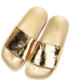 Lorlie SHOES TROPIC NIGHTS GOLD GLOSSY SLIDE