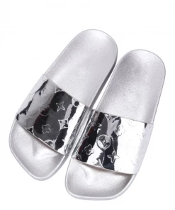 Lorlie TROPIC NIGHTS SILVER GLOSSY SLIDE SHOES