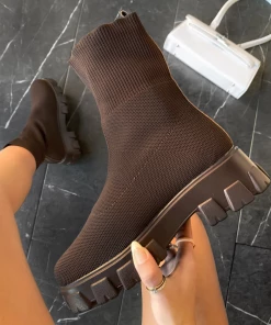 Lorlie WOMENS GOOD DAYS BROWN CHUNKY ANKLE BOOT