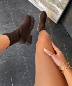 Lorlie WOMENS GOOD DAYS BROWN CHUNKY ANKLE BOOT