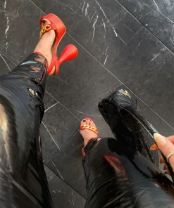 Lorlie WOMENS TIME FOR A TOAST RED PLATFORM HEEL