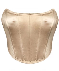 Lorlie WOMENS QUITE AN EVENING SHINY BEIGE CORSET TOP