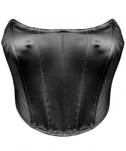 Lorlie QUITE AN EVENING SHINY BLACK CORSET TOP