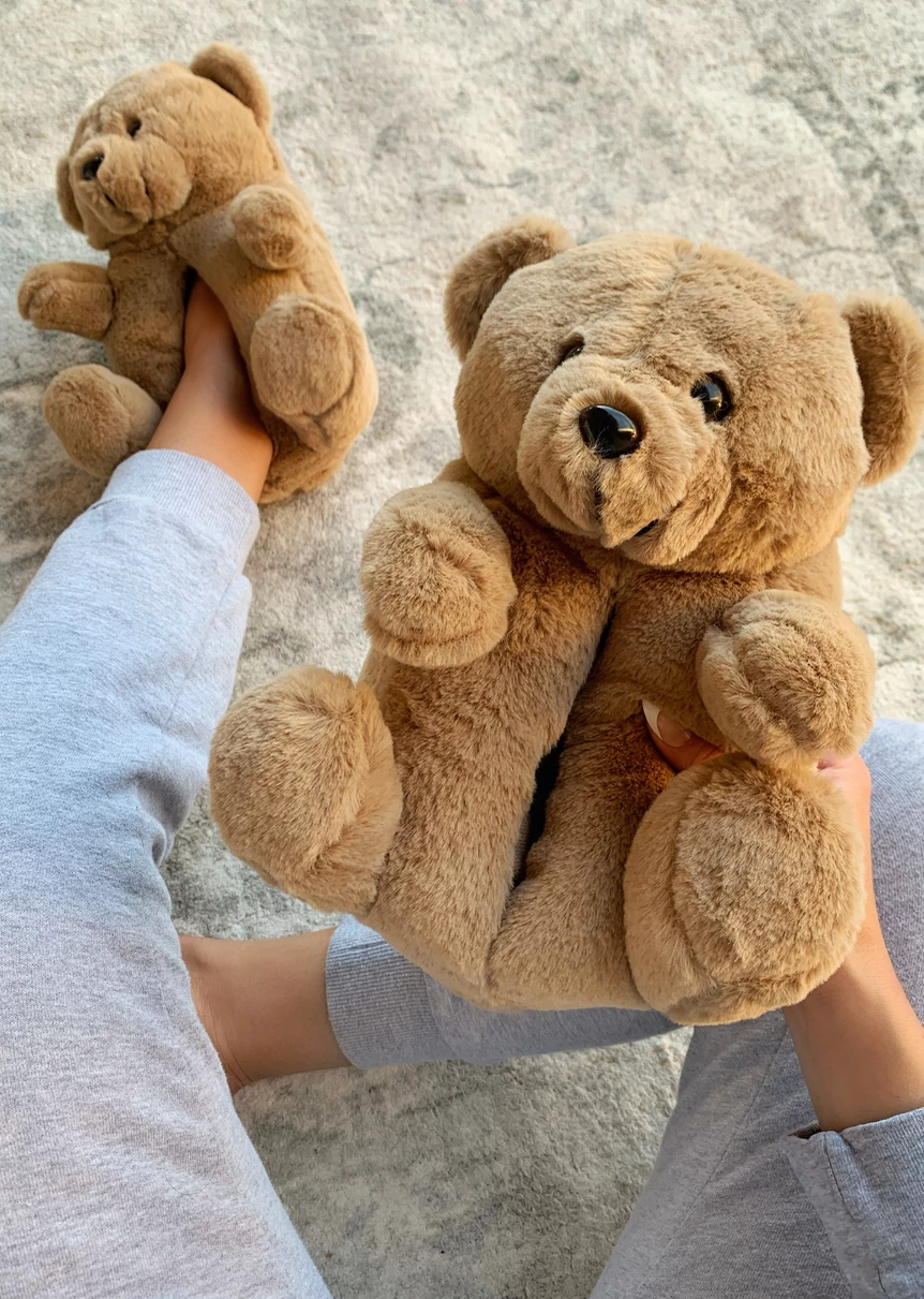 Lorlie HUG ME BROWN TEDDY SLIPPER 3 Lorlie HUG ME BROWN TEDDY SLIPPER