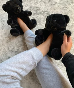 Lorlie HUG ME BLACK TEDDY SLIPPER