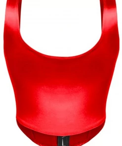 Lorlie NO MORE GAMES RED CORSET TOP TOPS