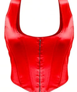 Lorlie NO MORE GAMES RED CORSET TOP TOPS