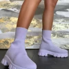 Lorlie WOMENS GOOD DAYS PURPLE CHUNKY ANKLE BOOT