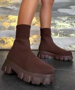 Lorlie WOMENS GOOD DAYS BROWN CHUNKY ANKLE BOOT