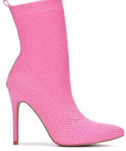Lorlie WOMENS NEXT TO YOU PINK KNIT HEEL BOOT