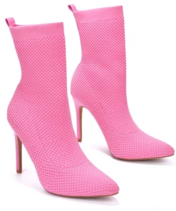 Lorlie WOMENS NEXT TO YOU PINK KNIT HEEL BOOT