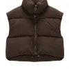 Lorlie WOMENS A NEED BROWN CROPPED PUFFER VEST