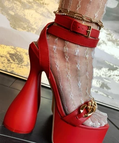 Lorlie WOMENS TIME FOR A TOAST RED PLATFORM HEEL