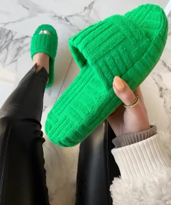 Lorlie A NEED GREEN TERRY SLIDE SANDAL WOMENS