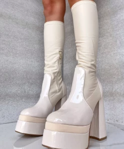 Lorlie GROOVIN OUT PLATFORM CREAM BOOT WOMENS