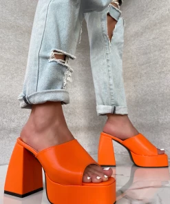 Lorlie A GOOD REASON ORANGE BLOCK HEEL WOMENS