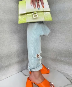 Lorlie A GOOD REASON ORANGE BLOCK HEEL WOMENS