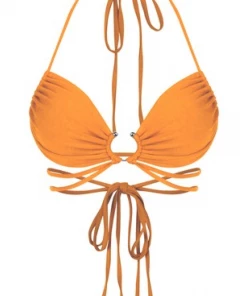 Lorlie NEW MONEY ORANGE HALTER TOP