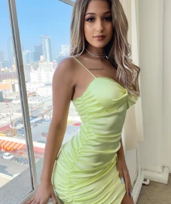 Lorlie DRESSES SILKY DREAM LIME MINI DRESS