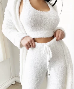 Lorlie OH SO COZY WHITE FUZZY CROP TOP TOPS