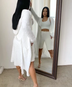 Lorlie OH SO COZY WHITE FUZZY CROP TOP TOPS