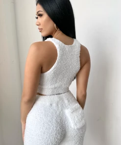 Lorlie OH SO COZY WHITE FUZZY CROP TOP TOPS