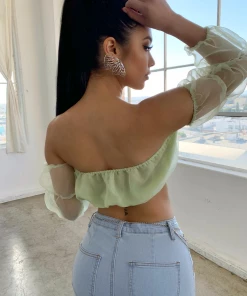 Lorlie TOPS TOO MANY DATES SHEER CROP TOP