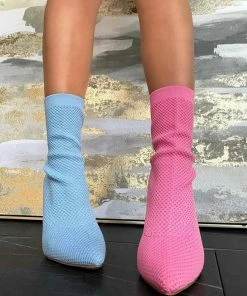 Lorlie WOMENS NEXT TO YOU BLUE KNIT HEEL BOOT